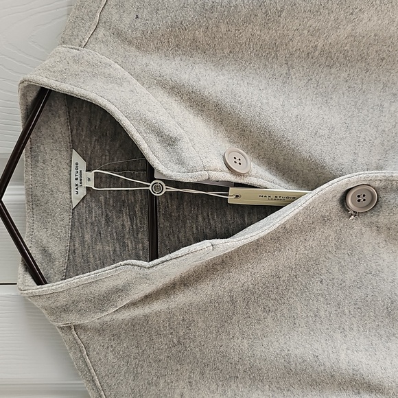 NWT Max Studio Brushed Knit Bomber Jacket Button Closure Heather Oatmeal 1X - Picture 15 of 16